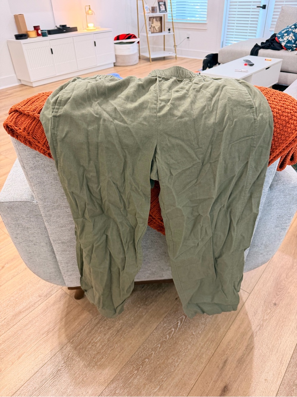 LOFT Olive Green Cargo Pants with Drawstring Waist